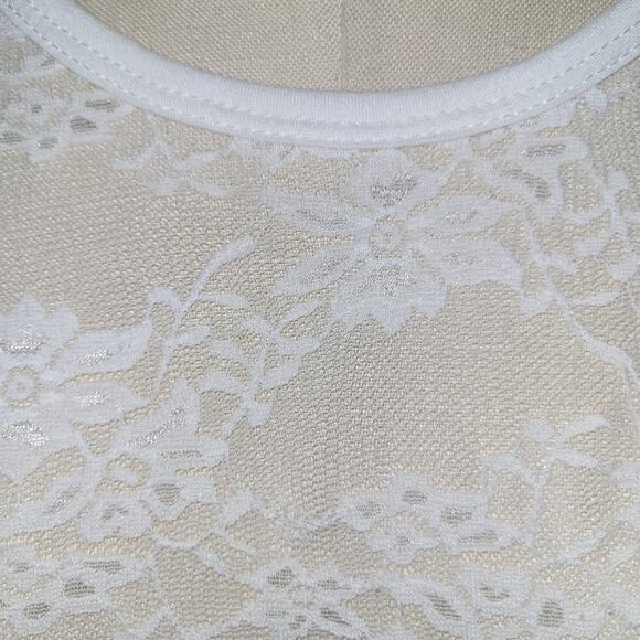 Karen Kane Floral Lace Sheer Long Sleeve Top Size XL Cream Boho Holiday Parisian - Picture 3 of 9